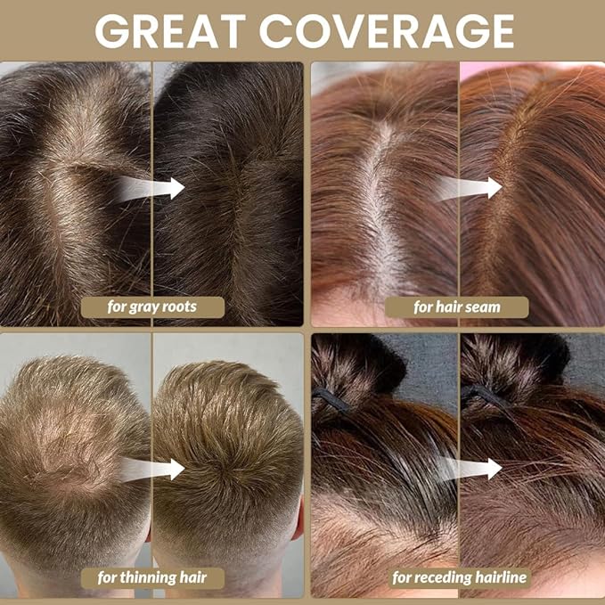 VOLLUCK Root Touch up Powder, Instant Hairline Powder for Thinning Areas and Gray Hair Coverage, Natural and Non-greasy Root Cover up for Women and Men (Light Coffee, 0.14 Ounce)