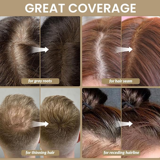 VOLLUCK Root Touch up Powder, Instant Hairline Powder for Thinning Areas and Gray Hair Coverage, Natural and Non-greasy Root Cover up for Women and Men (Gray, 0.14 Ounce)