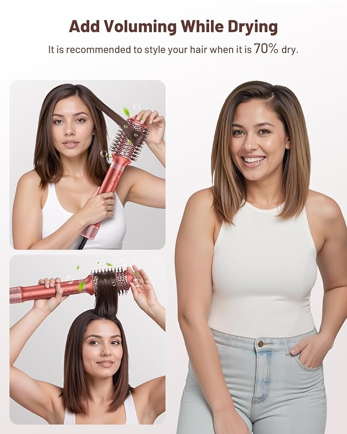 5 in 1 Hot Air Styler & Hair Styler- High-Speed Hair Dryer Brush, Fast Drying Blow Dryer Brush No Heat Damage Multi-Styler Auto Wrap Curlers for Volumizing Curl Straighten Frizz-Free with Travel Bag