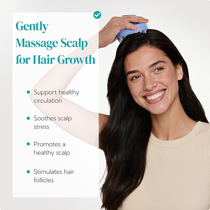 HEETA Scalp Massager 2 Pack for Hair Growth, Soft Silicone Bristles to Remove Dandruff and Relieve Itching, Scalp Scrubber for Hair Care Relax, Shampoo Brush for Wet Dry Use Blue & Beige