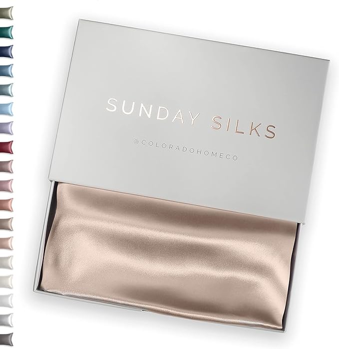 SUNDAYSILKS™ 100% Mulberry Silk Pillowcase, Silk Pillow Cases for Hair & Skin, Superior to Satin Pillowcase, with Zipper, Standard, Queen, King Sizes, Anti-Wrinkle, Cooling, Non-Slip Silk Pillowcases