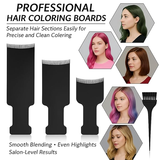 8 PCS Hair Highlighting Kit, Balayage Boards with Teeth and Hair Dye Brush, Hair Bleach & Color Tools Set with Gloves, Ear Covers, Cape, and Shawl, Professional Highlight Kit for Salon