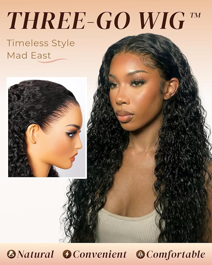 Arabella 13x6 Lace Front Wigs Human Hair 210% Density Glueless Wigs Human Hair 100% Curly Wave Human Hair Wigs 12A Pre Plucked Pre-Bleached Pre-Cut Glueless Wig (30inch,13x6 deep curly wig)