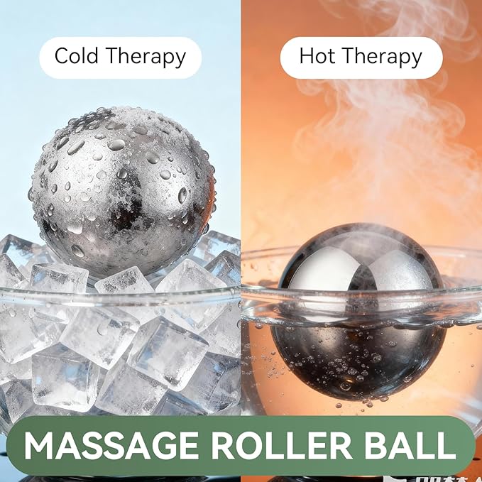 iECO Cryosphere Cold Massage Roller Ball - Massage Ball for Cold & Heat Relief, Myofascial Release, Trigger Point Therapy, Muscle Knots - Deep Tissue Ice Massager