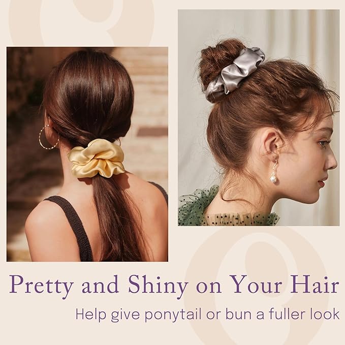 OLESILK Silk Scrunchies Oversized 100% Mulberry: Large for Long Thick Hair, Soft and Smooth for No Damage Hair Care Sleeping, Vintage Fashion