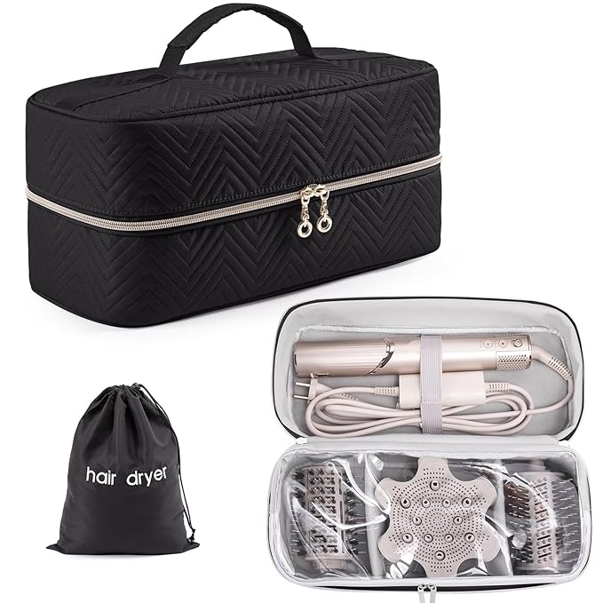 Hair Tools Travel Case - Black Dryer Bag, Large Case for Shark FlexStyle/SmoothStyle, Air Wrap Dryer & Curling Iron Organizer