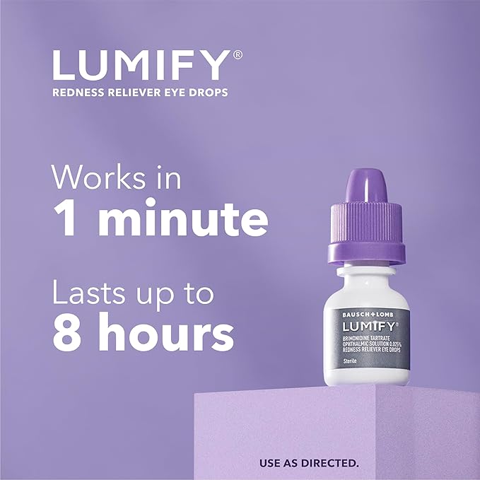 LUMIFY Eye Drops for Red Eyes, Redness Reliever for Brighter Looking Eyes, Works in 1 Minute & Lasts Up to 8 Hours, Eye Drops, 0.17 Fl Oz (5 mL)