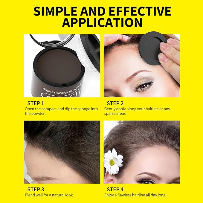 Gowwim Root Touch up Powder, Instantly Gray Hair Cover up Hairline Powder for Women & Men Waterproof and Sweatproof Root Cover Up Long-Lasting for Thinning & Loss Hair (Medium Brown, 10g)