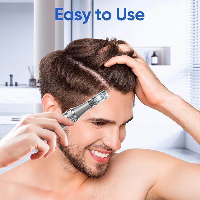 Microneedling Stamp Pen, Derma Stamp Pen, 0.25mm DermaStamp System, Derma Roller Alternative, Microneedle Micro Needle Skin Care Tool for Men Women Home Use