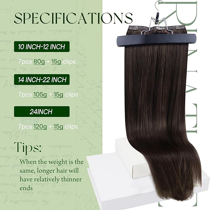 RUNATURE Clip in Hair Extensions Real Human Hair Thick 14 Inch 120g 7pcs Brown Clip in Hair Extensions for Women Straight Remy Hair Extension Clip Ins