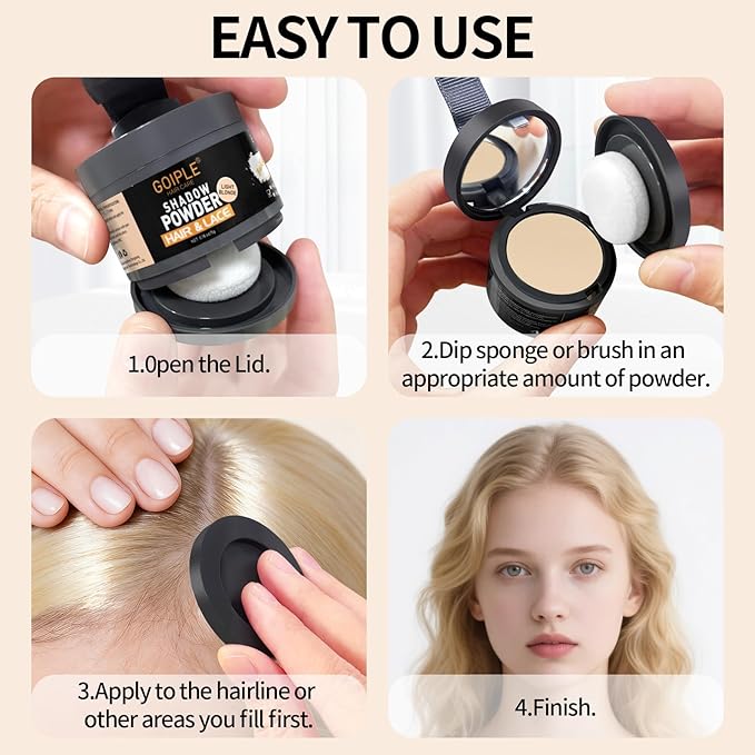 Root Cover Up Powder Hairline Powder for Women Root Touch Up Hair Color for Bald Spots, Eyebrows, Beard Line, Light-Blonde Hair Fibers for Thinning Hair Shadow Cover Up 2 Pack (Light Blonde)