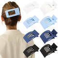 Velscrun Flat Hair Clips for Women Girls, 2 Styles 8 Pcs Lay Flat Claw Clips, Strong Hold French Duck Billed Large Side Hair Jaw Clip for All Hair Types, Non Slip Grip for Daily Styling Blue