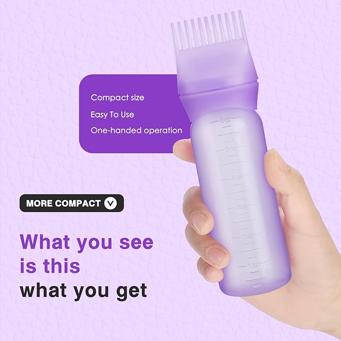 Hair Oiling Applicator, 3 PCS Hair Applicator Bottle, Hair Oiler with Graduated Scale, Root Comb Applicator Bottle 6 Ounce