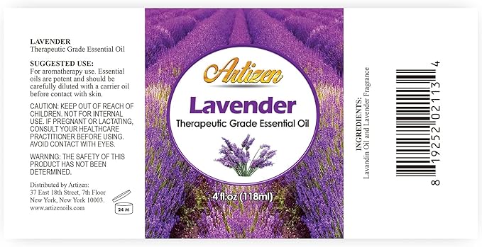 Artizen Lavender Essential Oil 4 oz – Pure, Natural Aromatherapy for Diffuser, Skin, and Hair with Dropper in UV Glass Bottle
