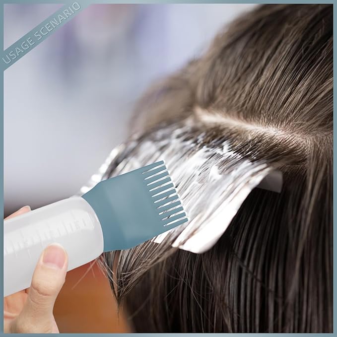 BLAAROOM Root Comb Applicator Bottle 6 Ounce, 4 Pack Hair Oil Applicator Bottle, Hair Dye Bottle Applicator Tools with Hair Oil Dispenser Root Comb Brush for Scalp Hair Oiling Applicator - Green