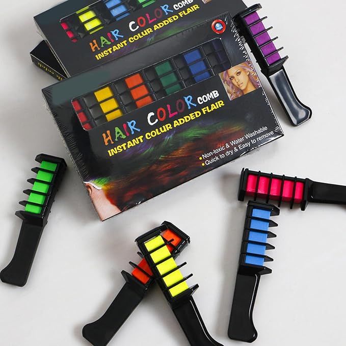 12 Colors Instant Hair Color Comb Washable Quick Dry Vibrant Temporary Color,Provides Vibrantss Temporary Hairs Color,Suitable for All Ages Perfect for Birthday Parties and Gifts