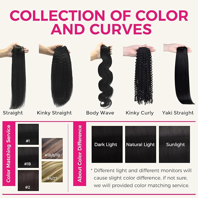 Lashey Clip in Hair Extensions 7pcs 120g Light Yaki Straight Hair Extensions Real Human Hair Natural Black 24 Inch Hair Extensions Real Human Hair Clip ins