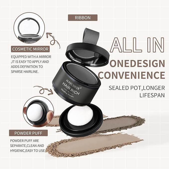 Maycheer Hairline Powder for Women - Hair Rich Shading Powder, 30 Colors Magic Root Cover Up (Black 05)