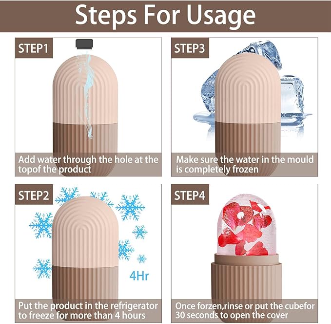 XHJRI Ice Face Roller Massager,Ice Cube Roller for Face, Eyes and Neck Naturally Conditioning and Skin Care,De-Puff Eye Bags,Reduce Migraine Pain,Reusable Massage Silicone Ice Mold (Coffee)