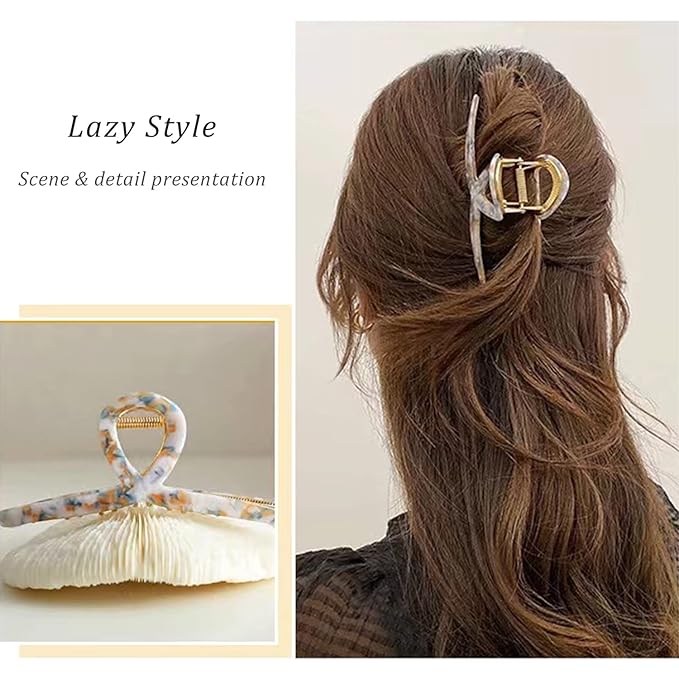 Big Butterfly Hair Accessories - 4.7" Acetate & Metal Clips for Women's Long, Thick Hair - 3 Pcs