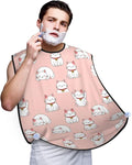Beard Hair Catcher for Men, Waterproof Shaving Bib Apron Non-Stick, Trimming Tool for Dad Husband, Japan Lucky Cat Funny Fat Cats Pink Shave Bib