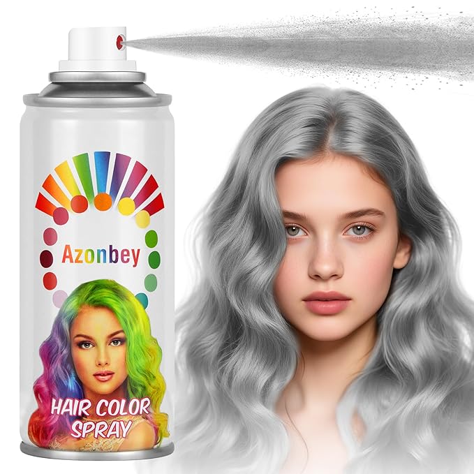 Halloween Hair Spray,Temporary Hair Color Spray for Women Kids Men,Washable Hairspray,Colored Hair Spray,Color Hairspray for Halloween,Party,Cosplay,Christmas Day (Gray)