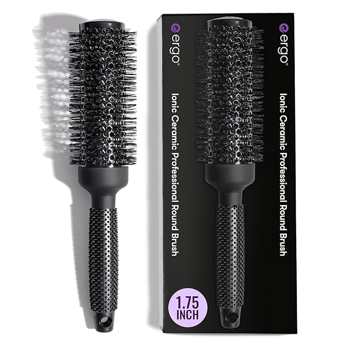 ERGO Ceramic Ionic Round Brush for Blow Out - Salon Quality Hair Brushes for Women - Roller Brush for Blow Drying, Wet and Dry Hair Styling, Volumizing Hair Care - ER43: 1.75"