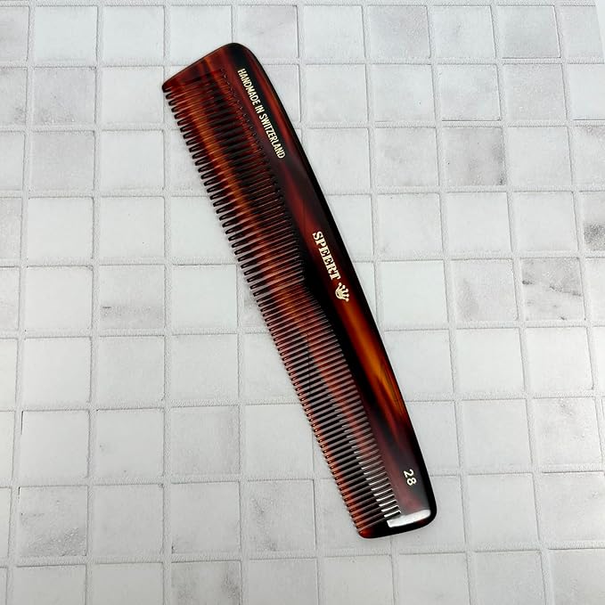 #28 Handmade Wide Narrow Tooth Comb Tortoise Havana Acetate Thick Coarse Curly Thin Fine Straight Hair Detangling Parting Grooming Teasing Hair Styling Hairdresser Barber Hairdressing Wet Dry