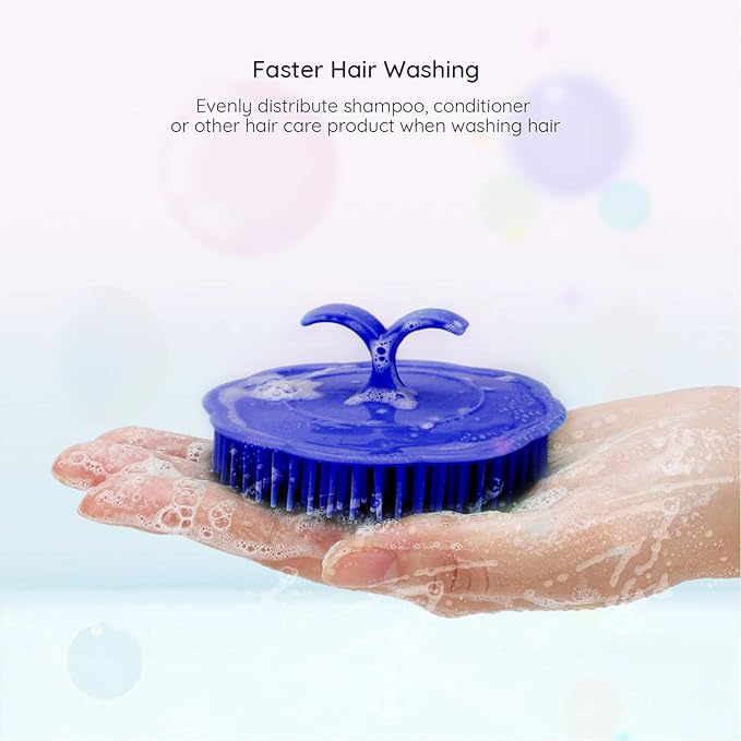 Segbeauty Palm Brush Hair, 4Pcs Scalp Massage Shampoo Brushes, Hair Brushes Men Beard Comb, Shampoo Deep Cleaning Scalp Scrubber for Washing Hair Pet Shower Grooming Travel Salon Barber Stylist Blue