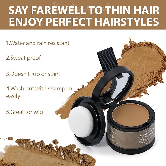 2 Pack Hairline Powder for Women and Men, Used to Root Touch Up Hair Color, Thinning and Gray Hair Coverage and Bald Spots Coverage, Dark Blonde