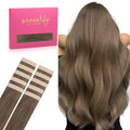 WENNALIFE Tape in Hair Extensions Human Hair Light Ash Brown 10pcs 30g 26 inch Remy Invisible Tape Ins Straight Colored Soft Real Human Hair Tape in Extensions Refill Set