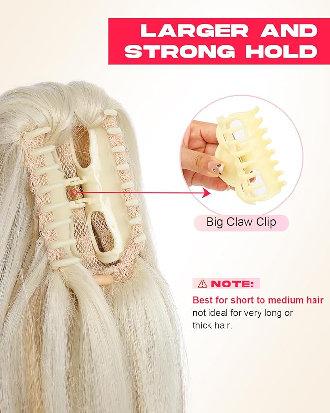 Ponytail Extension – 16” Claw Clip in Ponytail Hair Extensions Natural Soft Synthetic High Pony Tail Hairpieces for Women (Ash Blonde with Highlights, 16 inch)