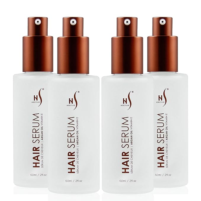 HerStyler Serum, 4 Pack - Hair Styling Agent with Argan Oil for Dry, Damaged Hair - Frizz Control Serum for Straightening, Shine, Trendy Tresses