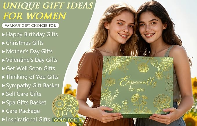 Birthday Gifts for Women Self Care Get Well Soon Gift Baskets, Spa Care Package Thinking of You Gift Set, Sympathy Inspirational Christmas Sunflower Gifts for Women Mom Her Best Friends Sister Wife