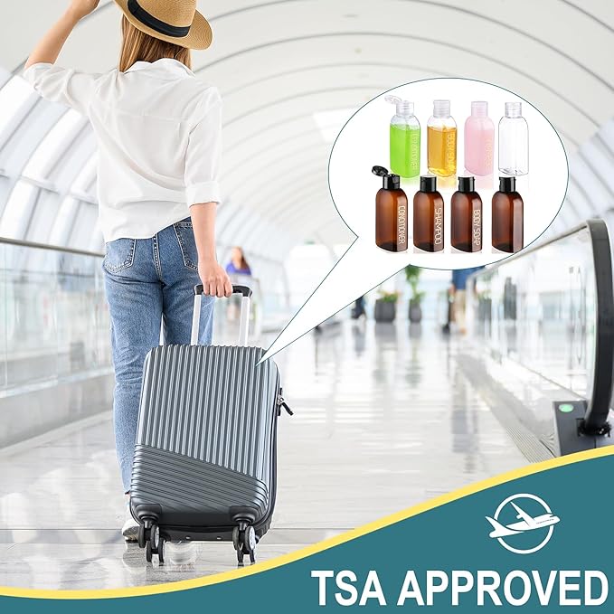 Cosywell Travel Bottles for Toiletries 8PCS 3.4oz TSA Approved Containers - Leak Proof Empty Lotion Bottles With Flip Cap for Shampoo and Toiletries