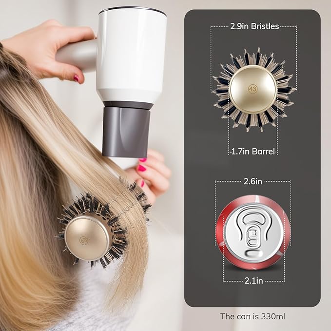Round Brush for Blow Drying, Nano Thermal Ceramic & Ionic Tech Hair Brush with Boar Bristles, Professional Round Barrel Brush for Styling, Curling & Straightening by Sndyi (2.9 Inch, Barrel 1.7 Inch)