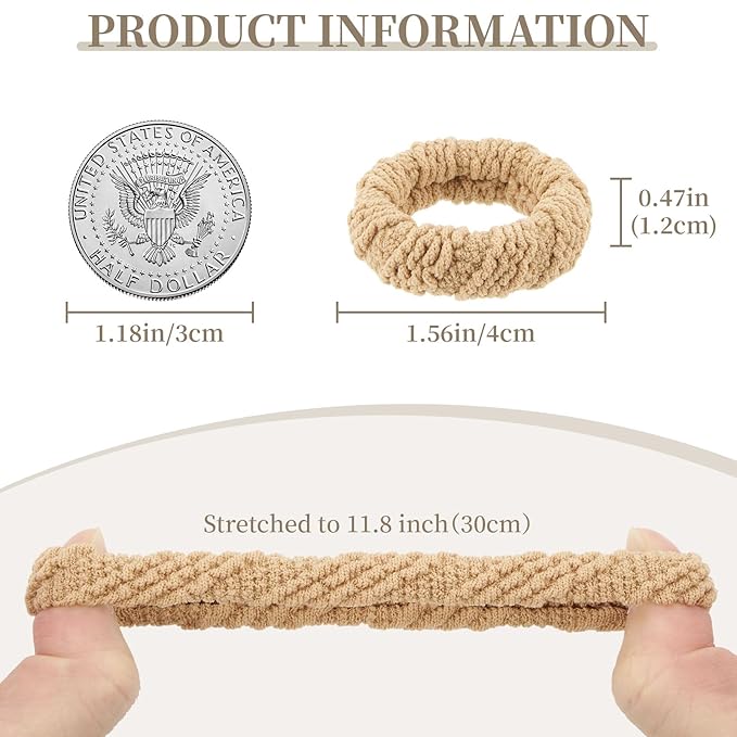 10 Pcs No Damage Hair Ties Thick Hair Elastic Rubber Bands Hair Accessories Scrunchies Seamless for Women