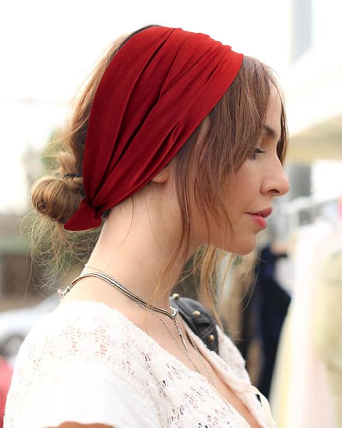 DRESHOW 8 Pack Bow Headbands of Solid Color for Women’s Hair Non Slip Wide Vintage Head Wraps Knotted Cute Hair Band Accessories