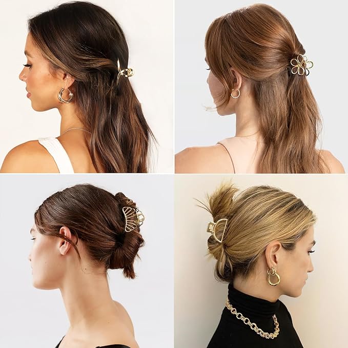 Gold Hair Clips for Women, 10 Pcs Small Gold Claw Clips for Women and Girls, Mini Metal Hair Accessories