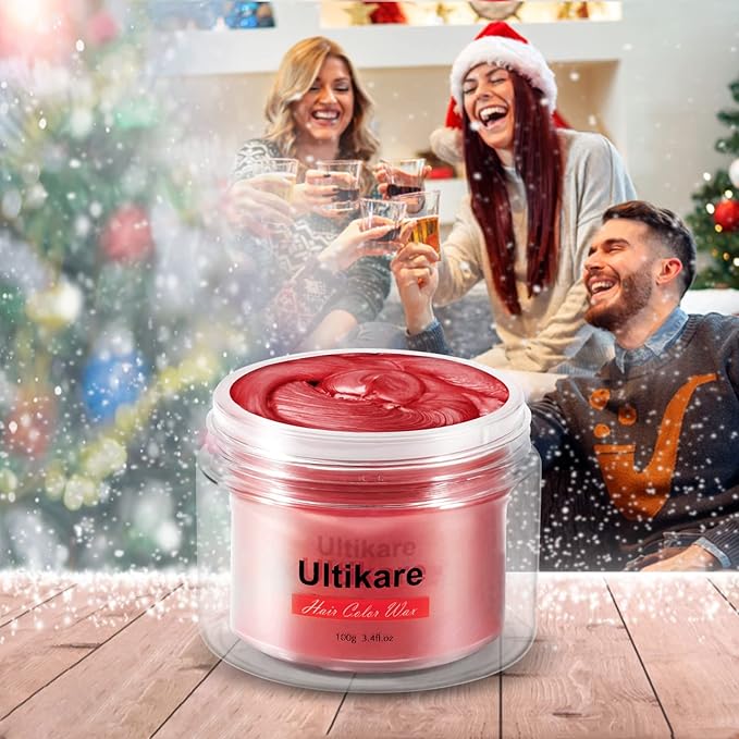 Temporary Hair Color for Kids, Ultikare Red Hair Dye Washable Natural Hair Wax Color Chalk Mud Cream DIY Hairstyle Clay For Dark Hair Halloween, Cosplay, Party, Christmas Gift Girls 3.4 Fl Oz