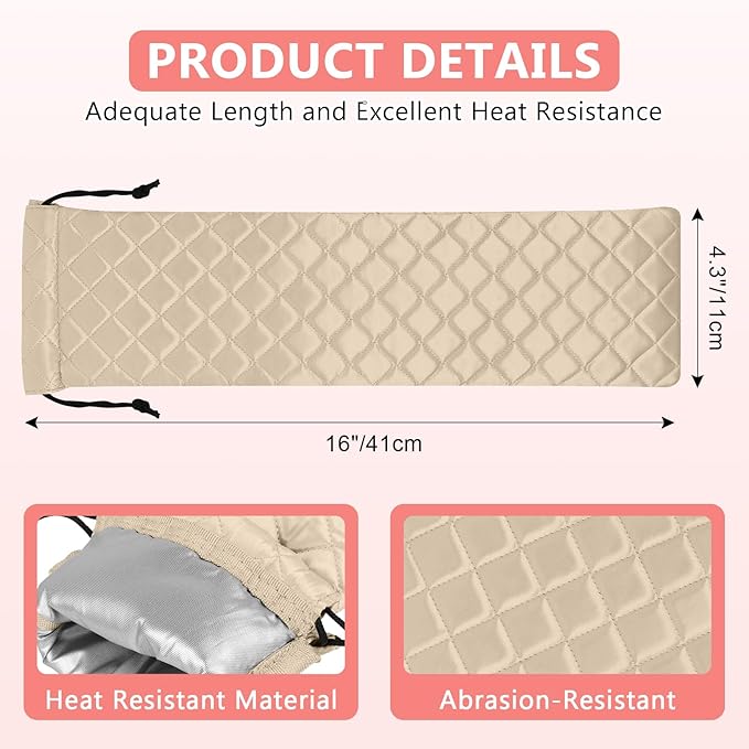 AMIJEAL Heat Resistant Hair Tools Organizer Bag Portable Travel Drawstring Storage Cover Pouch for Hair Straightening Irons, Curling Irons, Flat Irons and Hot Styling Tools(16" x 4.3")