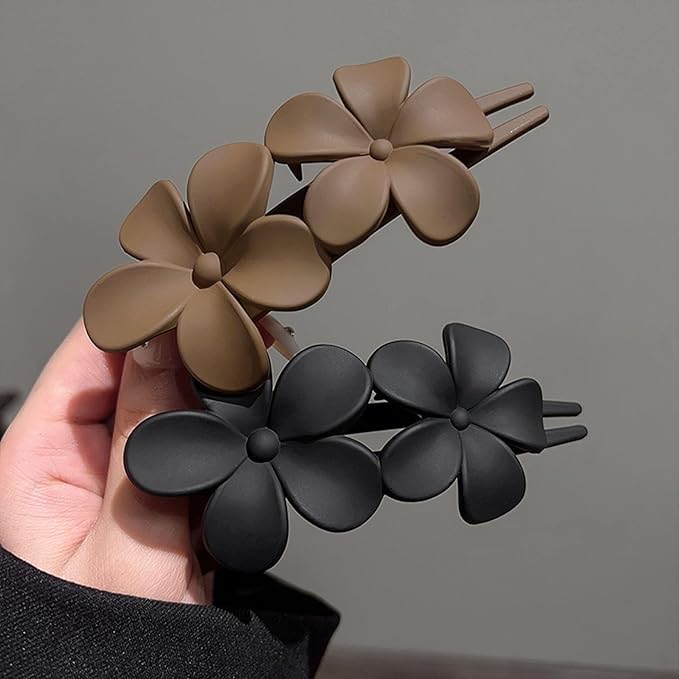 8 Pcs Flower Hair Claw Clips, Matte Flat Frangipani Hair Clips, Beach Tropical Party Strong Hold Jaw Hair Clips for Women Girls Thin Thick Curly Straight Hair Accessories (8 PCS Frangipani)
