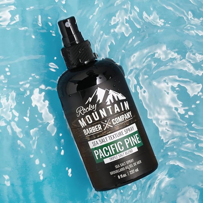 Rocky Mountain Barber Company Sea Salt Spray for Men - Adds Volume, Texture and Light Hold for All Hair Types - Triple Salt Blend - 8 oz