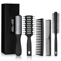 SalonSilk Hair Brush for Men, 5PCS Men Hair Brush & Styling Comb Set - Professional Barber Tools for All Hair Types, Perfect for Styling, Grooming, and Detangling