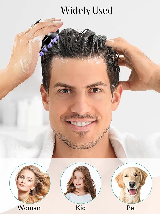 HEETA Scalp Massager Hair Growth 2-Pack, Soft Silicone Scalp Scrubber Shampoo Brush for Exfoliation Dandruff Removal Head Massage Stress Relax, Wet & Dry Use for Women Men Thick Thin Curly Hair Care