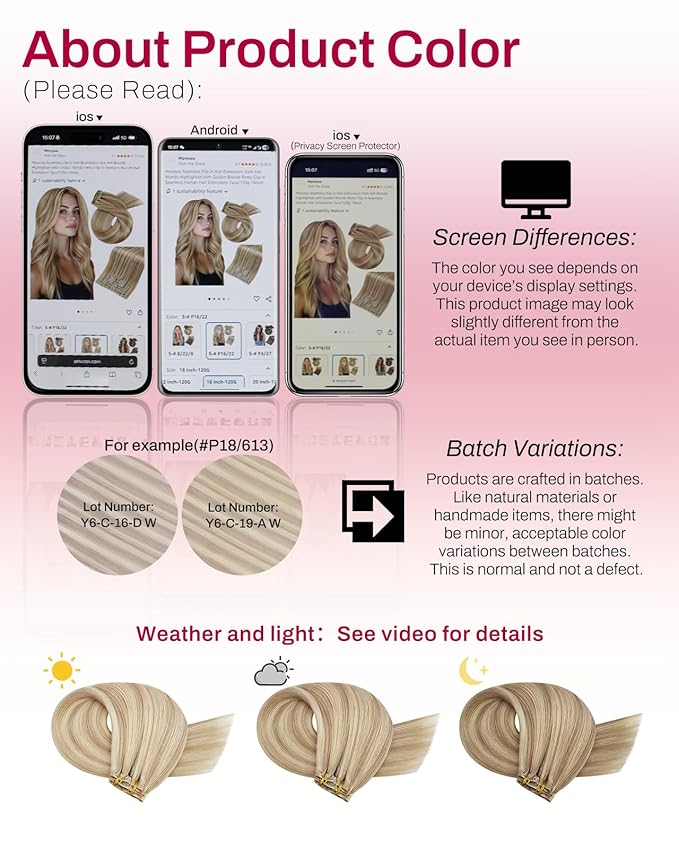 Moresoo Seamless Clip in Hair Extensions Human Hair Dark Ash Blonde with Golden Blonde PU Seamless Human Hair Clip in Extensions Seamless Hair Extensions Clip ins Blonde Highlight 7pcs/120g 16inch