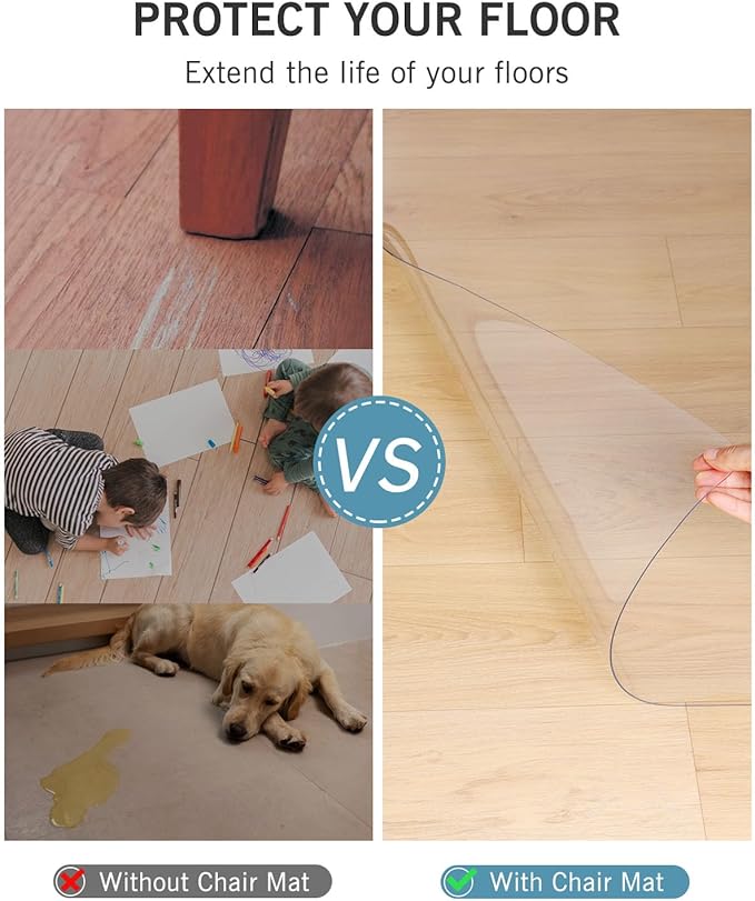 Area Mat for Floor, 8'×10' Transparent PVC Area Rug for Home, Waterproof Durable Hard Floor Protector for Dining Room, Large Anti-Scratch Floor Mats for Bedroom, Living Room