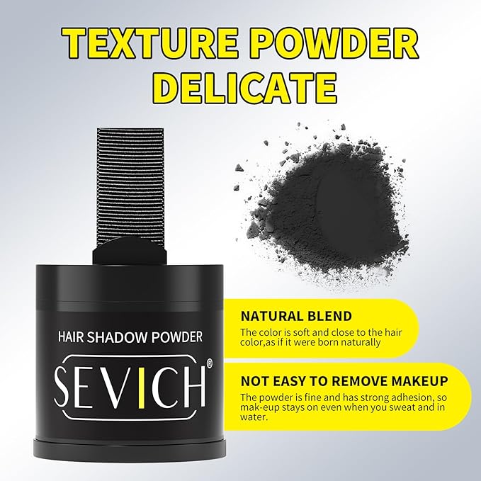 Sevich Hairline Powder 10g 2-Pack with Brush, Instantly Conceals Hair Loss & Thinning, 48H Waterproof Root Touch Up Powder, Natural Hair Shadow Toppers for Women & Men, 2 Box = 5 Boxes,Black