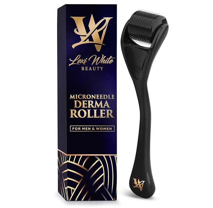 Derma Roller for Skin, Hair & Beard – Women and Men Titanium Microneedling Roller for Face & Scalp, Safe & Easy to Use 0.25mm
