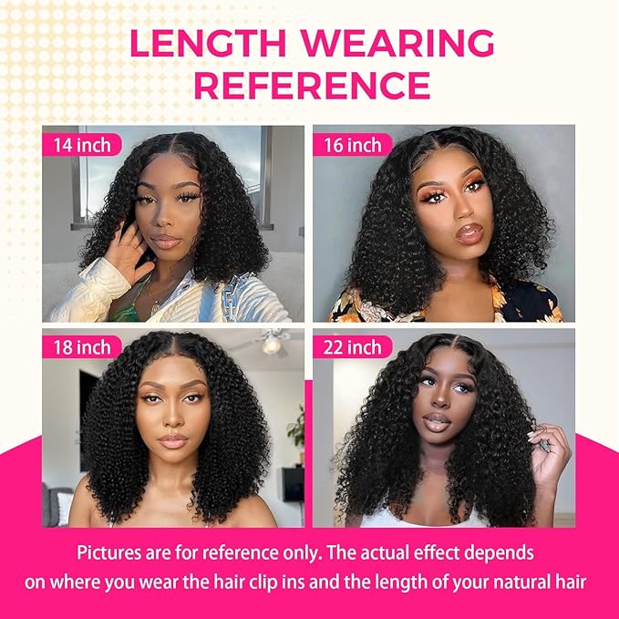 Lashey Kinky Curly Clip in Hair Extensions 110g 7pcs 18 Inch Natural Black Seamless Clip ins Hair Extensions Real Human Hair Soft Invisible Clip ins for Black Women